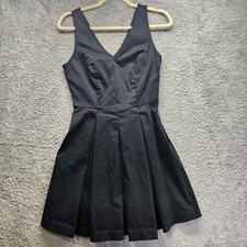 Banana Rebulic Womens Black Mini Dress Size 4 Petite Pleated A Line Empire Waist