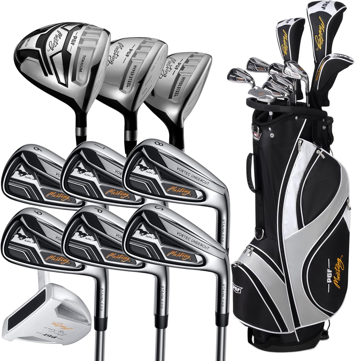 PGF Men'S Mustang MK7 Complete Golf Club Package Set [Flex:Regular
