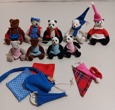 Lot of 9 Vintage Assorted Poseable Flocked Bears 1 3/4"-3"in Miniature