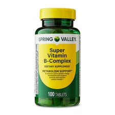 Spring Valley Super Vitamin B-Complex Dietary Supplement, 100 Count, Tablets for