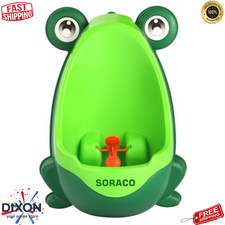 Kids Potty Training Urinal Frog Wall Mounted Plastic Toilet for Boys Green