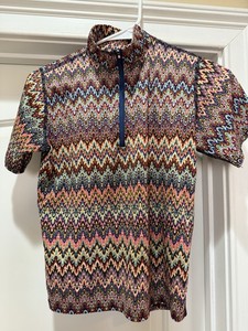 Kerrits ICE FIL Equestrian Riding Shirt Youth L Colorful Zigzag Pattern