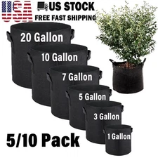5 Pk Plant Grow Bags Fabric Pot Nursery Soil Bag w/ Handles Thickened Nonwoven