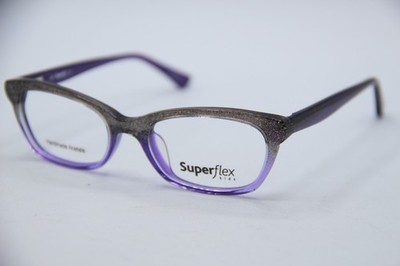 NEW SUPERFLEX SFK 206 S307 PURP BLK SPARKLE AUTHENTIC DESIGNER EYEGLASSES 45-16