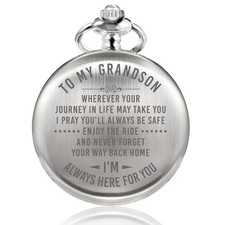 Mens Engraved Pocket Watch Gifts from Grandpa Grandma, Unique Birthday Gift I...