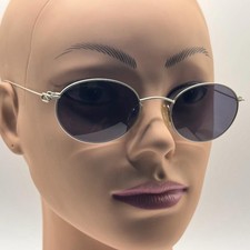 Vintage NOS 90s/Y2K Detailed Silver Wire Round Eyeglass Frames with New Sun Lens