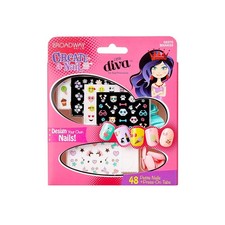 KISS Broadway Little Diva Nail Art Kit, 250+ Nail Stickers, 48 Petite Fake Nails