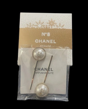 New In Box RARE Chanel Beaute GWP Gold Metal, Faux Pearl Rhinestone Hair Pins