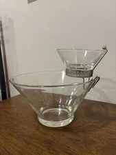 MCM Anchor Hocking Clear Glass Vintage  Chip and Dip Set, Serveware