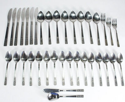 (36) Interpur Cortina Japan Stainless Flatware Replacement Lot Fleur de Lis MCM