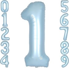 40 Inch Light Blue Number 1 Balloon 0-9 Big Helium Balloons