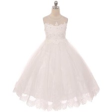IVORY Size 12 Flower Girl Dress Recital Wedding Birthday Bridesmaid Formal Party