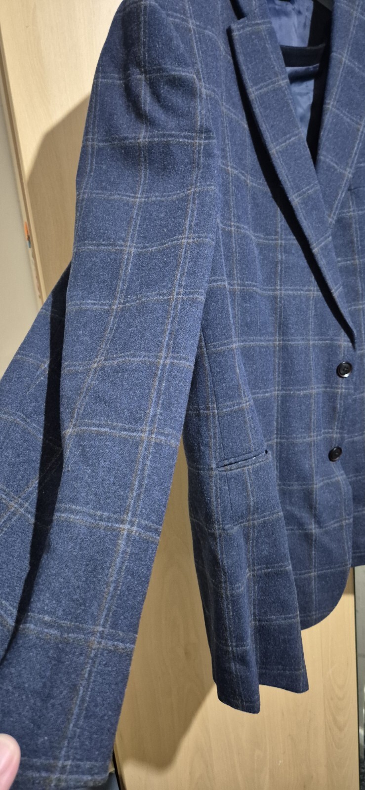 Tailored Fit Navy Check Tweed 3 Piece Suit image 3