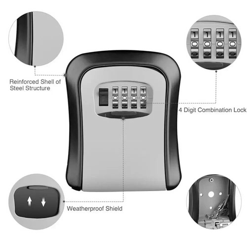 Safe key security wall lock mounted storage outdoor high steel home code digit - Bild 5 von 6