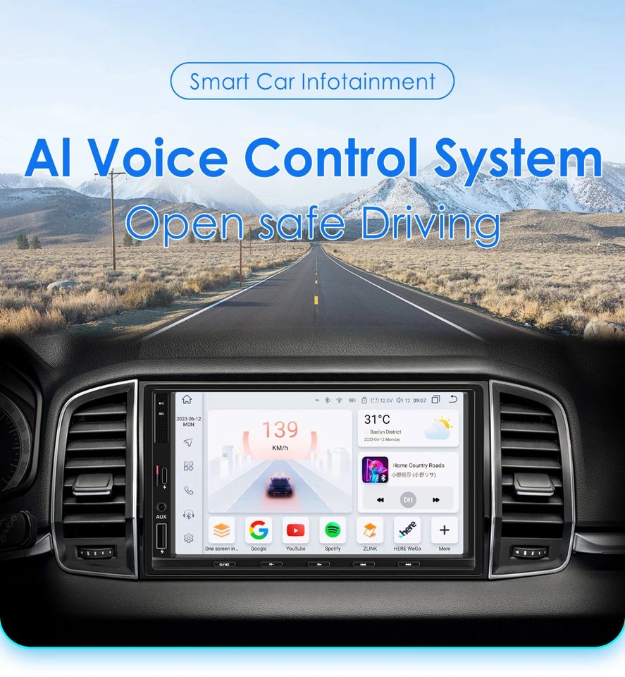 8 Core 7" Touchscreen Universal Car Radio GPS Navigation Mirror  Carplay BT5.0 - Image 3 of 4