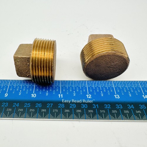 2-Pack Solid Plug Square Head Threaded Fitting Bronze LF SA # 1-1/4" - Picture 2 of 5