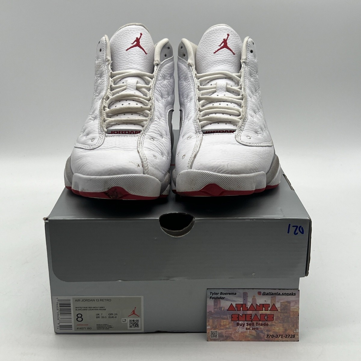 Size 8 - Air Jordan 13 Retro White Wolf Grey Leather Suede (414571