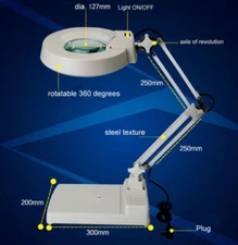 10X/20X/30X Tabletop Magnifying LED Lamp Table Magnifier Desktop @ Long Life