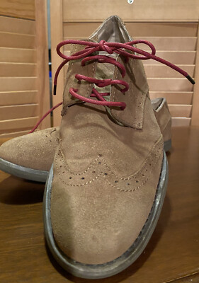 Vtg Calvin Klein Faxon Brown Suede Wingtip Oxford Dress  display picture 1