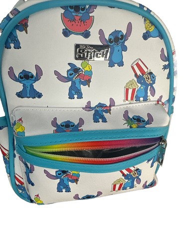 Disney STITCH Mini Backpack Bag Blue & White Stitch Eating Popcorn & Ice cream - Picture 7 of 7