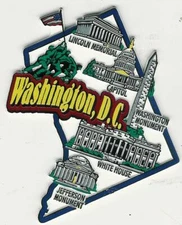 WASHINGTON D.C. - 7-COLOR JUMBO MAP MAGNET  NEW
