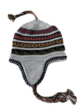 white w dark blue adult reversible size peruvian alpaca chullo hat