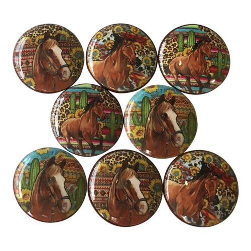Set of 8 Western Horses Wood Cabinet Knobs Drawer Pulls Kitchen Cabinet Knobs - Picture 1 of 3