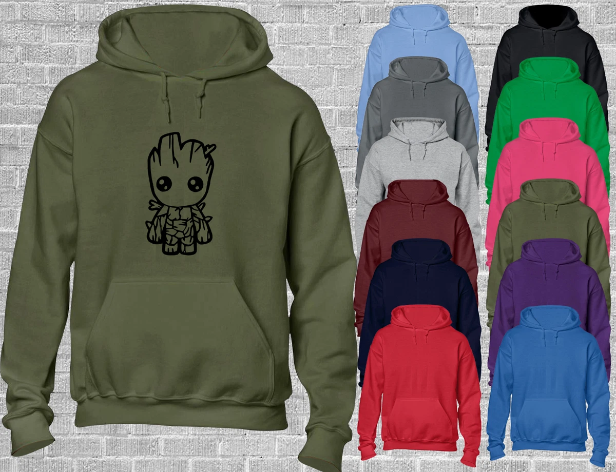 BABY GROOT CARTOON HOODY HOODIE CUTE GUARDIANS HULK THOR IRON FUNNY MAN  DESIGN | eBay