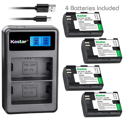 LP-E6 Battery & LCD Dual Charger for Canon EOS 6D, 6D Mark II, 7D Mark II, 60Da