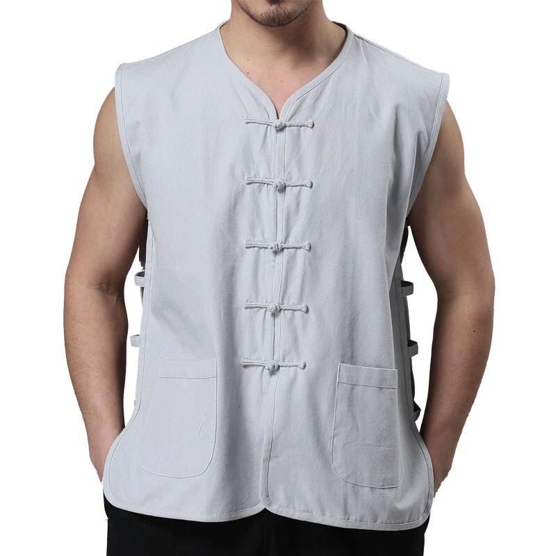 Chinese Kung Fu Tai Chi Vest Sleeveless Garment Martial Arts Wingchun Uniform - Image 3 of 4