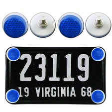 BLUE 4PC MINI REFLECTOR PLATE BOLT FASTENER FOR LICENSE PLATE MOTORCYCLE BIKE I