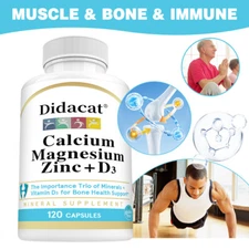 Calcium Magnesium Zinc + Vitamin D-3 Capsules Super Trio For Bones and Muscle