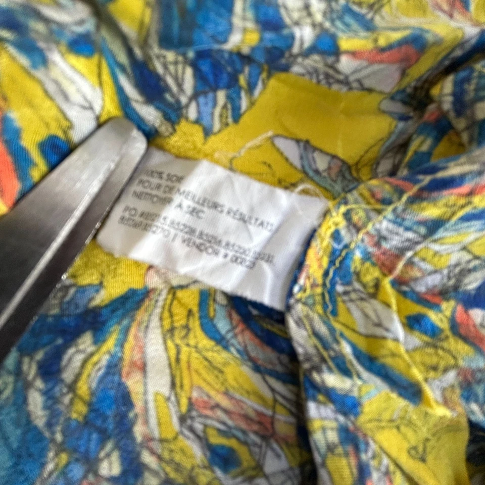 Blusa Camisa Club Monaco Mujer XS Amarilla Floral 100% Seda Abotonada Manga Larga Foto 4 de 4