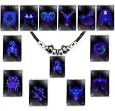 New Men Women Zodiac Horoscope Astrology Birth Sign Charm Necklace Luminous