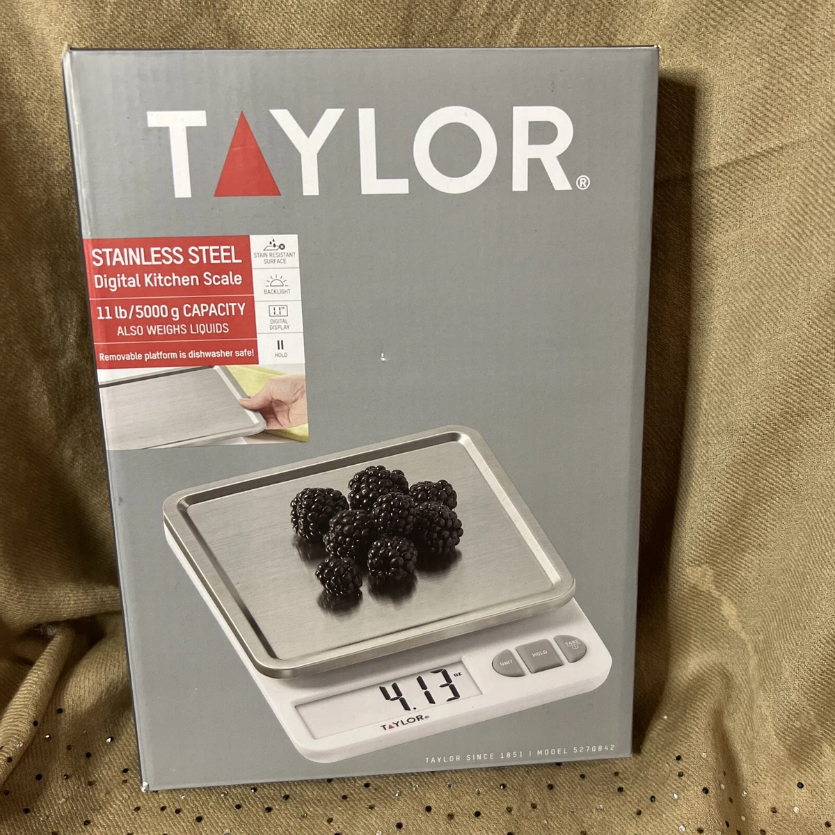 Taylor Digital Kitchen 11lb Food Scale with Removable Tray Stainless Steel  Platform