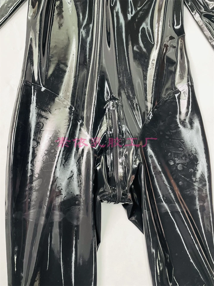 latex catsuit full cover with gas mask heavy rubber unitard gas catsuit 0.4mm - Image 4 of 4