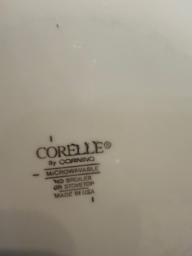 Set 2 ciotole da portata vintage Corelle Swirl 8,5", bordo verde, made in USA - Foto 4 di 4