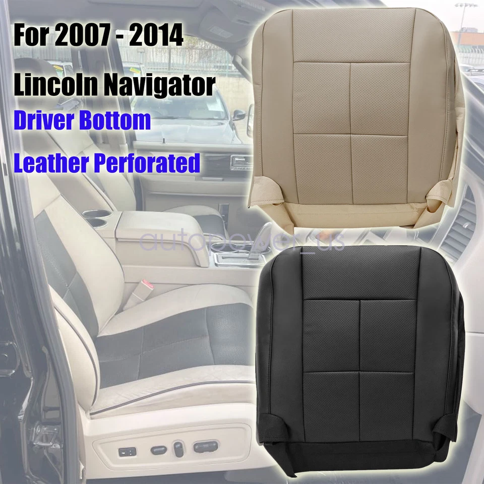 Cubierta de asiento de cuero perforada inferior del conductor Lincoln Navigator 2007 2008-2014 Foto 3 de 4