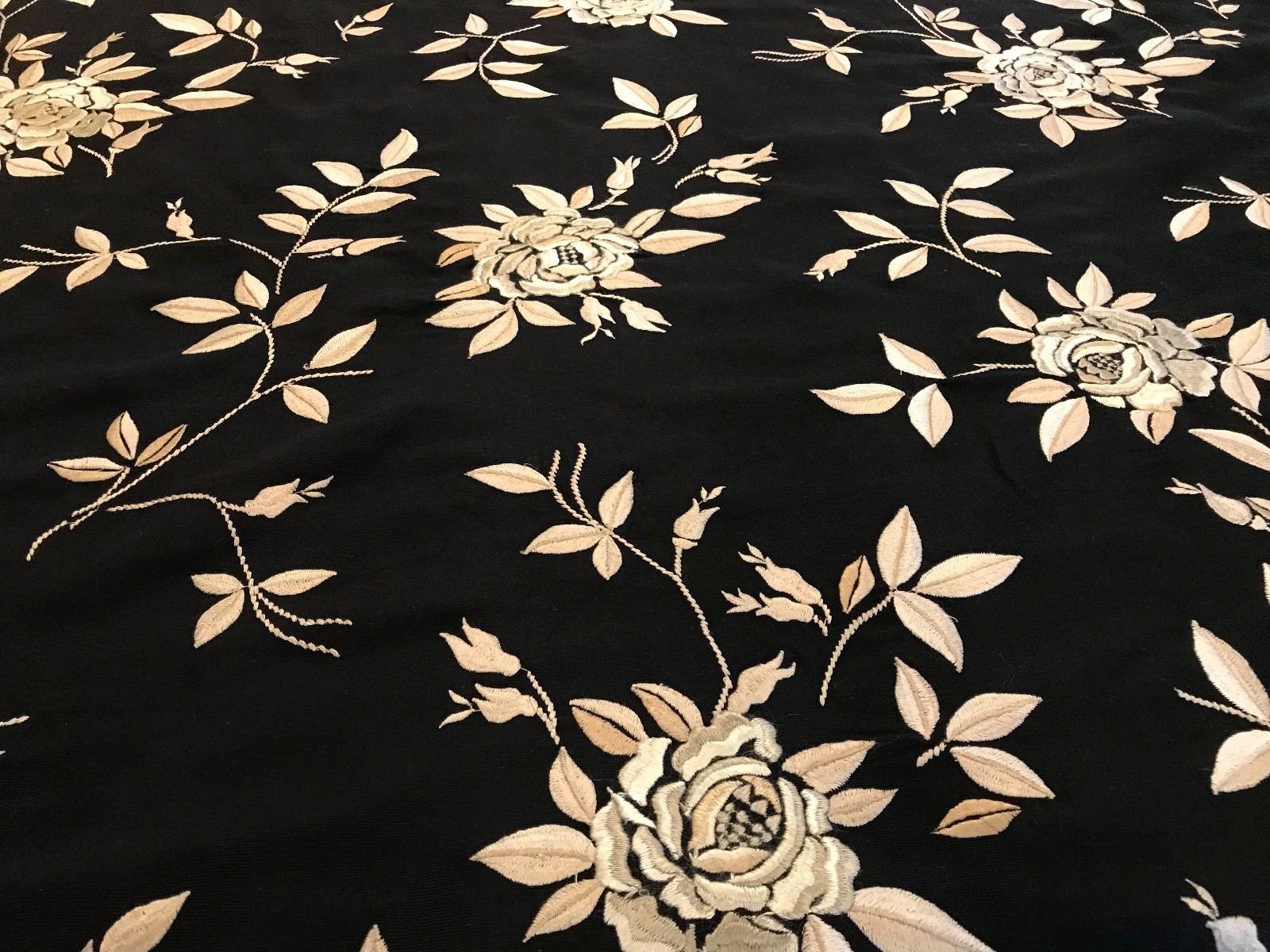 RALPH LAUREN BLACK PEARL "JOSEFINA EMBROIDERY" FLORAL EMBROIDERED SILK FABRIC eBay