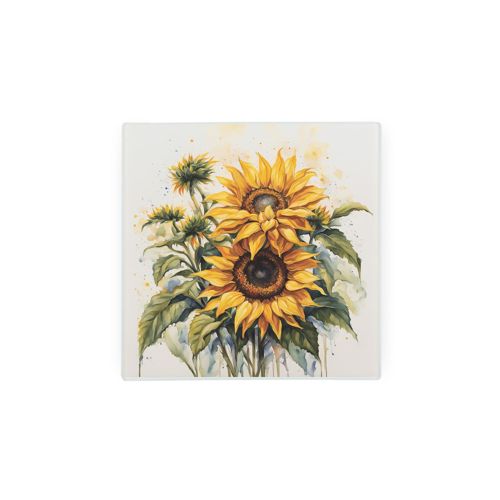 Garden Flowers Hot Pot Stand - Sunflowers Glass Trivet - Floral Gardening Gifts