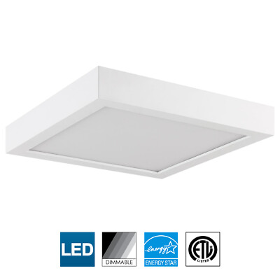 Sunlite LED 9-Inch Square  Ceiling Light Fixture, 19W, 4000K Cool White