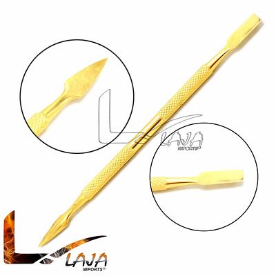 Cuticle Pro Pusher Full Gold Long Flat Skin Knife Manicure Nail art Finger