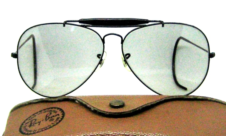 Gafas de sol Ray-Ban vintage años 70 EE. UU. B&L aviador cambiables negras cromadas 62 mm como nuevas Foto 2 de 4