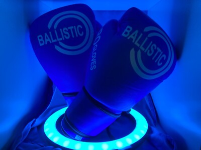 ballistische Boxhandschuhe, blau-weiß, 14oz, perfekt für Sparring und Training