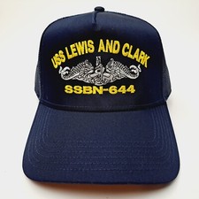 USS Lewis And Clark SSBN-644 Mesh Snapback Cap Hat Navy Blue Boat Submarine Ship