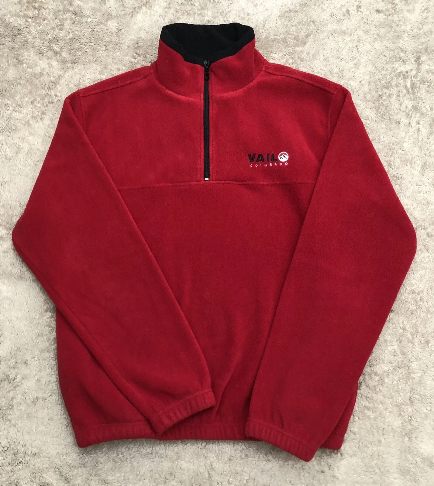 Vail Colorado 1/4 Zip Red Fleece Medium