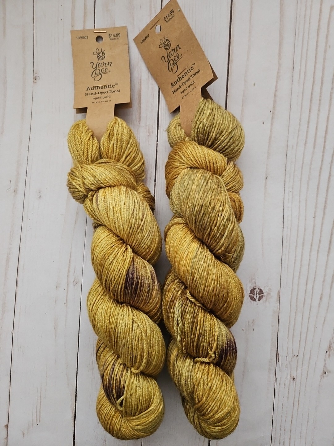 Yarn Bee AGED GOLD Lot Of 2 Hanks Skeins Authentic Hand Dyed Tonal eBay