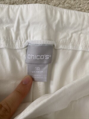 Pantalon De Travail Femme Chico's Blanc Stretch - Taille 2 Short (équivalent 12), Entrejambe 28 Pouces, Occasion Très Bon état