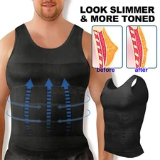 Men Slimming Body Shaper Belly Chest Compression Vest Activewear Tops Tank Top
