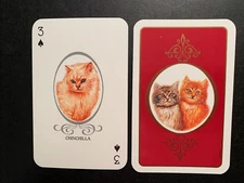 Swap Playing Card CATS Chinchilla  THREE  OF SPADES Bridge Card BELGIUM 1988